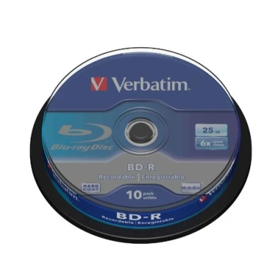 Afbeelding van Verbatim BD R 10 stuks 25 GB Single Layer Blu ray Discs met 6x schrijfsnelheid krasbestendige bescherming voor video en audiobestanden