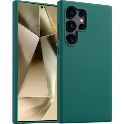 Afbeelding van Accezz Hoesje Geschikt voor Samsung Galaxy S24 Ultra Siliconen Liquid Silicone Backcover donkergroen