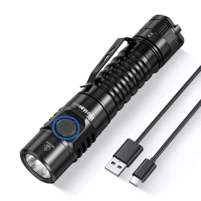 Afbeelding van Wurkkos FC11 C Extreem heldere led zaklamp, 1300 lm, USB C, oplaadbaar, met 90 CRI, oplaadbare magneet aan de onderkant van lamp oplaadbaar vermogen (5000 K)