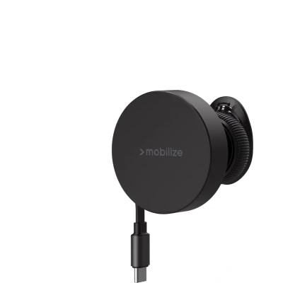 Afbeelding van Mobilize MagSafe Compatible Car Holder/Charger 7.5W/10W/15W with Retractable USB C Cable Black