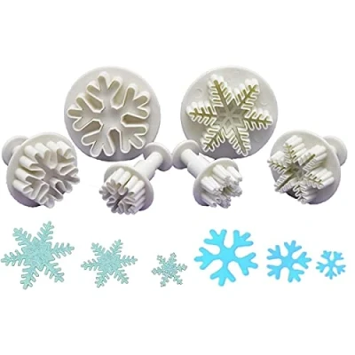 Afbeelding van 6 Stück Fondant Ausstecher Set, Sneeuwvlok Cake Modellering Gereedschap Bakvormen Kerst Bakvorm Sneeuwfles voor het versieren van taarten, koekjes, suikerpasta