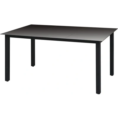 Afbeelding van Tuintafel 150x90x74 cm aluminium en glas zwart