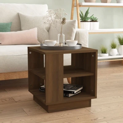 Afbeelding van Salontafel 40x40x43 cm bewerkt hout bruineikenkleurig