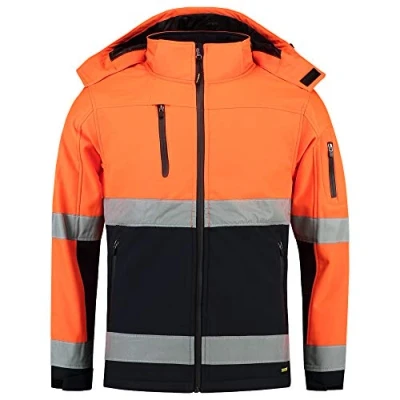 Afbeelding van Tricorp Hi Vis Softshell Jas 403007 Oranje Marine Maat 4XL