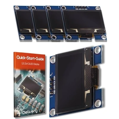 Afbeelding van AZDelivery 5 x 1,3 inch OLED SSH1106 128 64 pixel I2C Display compatibel met Arduino en Raspberry Pi Inclusief E Book!