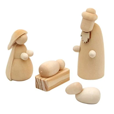 Afbeelding van Dekohelden24 Set van 4 handgedraaide houten figuren, afmetingen (l x b h): 2 5,5 cm.