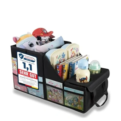 Afbeelding van LIONSTRONG Organizer voor de achterbank ter bescherming van je autostoel, rugleuningbescherming waterdichte stof (box zwart)