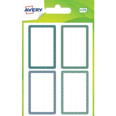 Afbeelding van AVERY Zak met 24 schoollabels, motief blauw en groen, formaat 36 x 56 mm