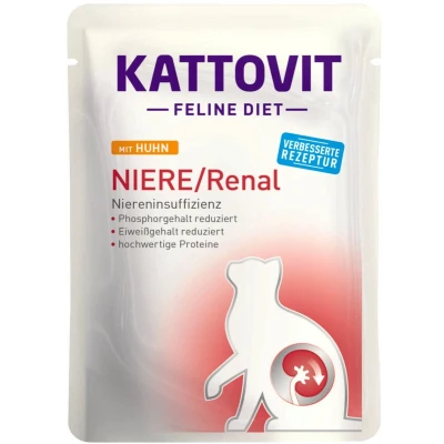 Afbeelding van 12x85g Renal Kip Kattovit Kattenvoer Maaltijdzakjes