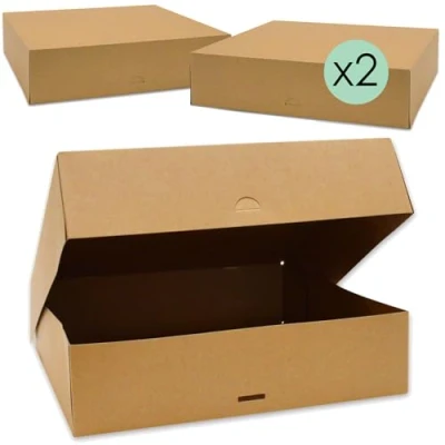 Afbeelding van SCRAP COOKING Set van 2 taartdozen kraftpapier, recyclebaar 32 x 8 cm voor transport gebak desserts cake pizza gemaakt in Frankrijk 5501
