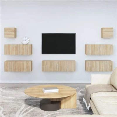 Afbeelding van vidaXL 7 delige Tv meubelset bewerkt hout sonoma eikenkleurig