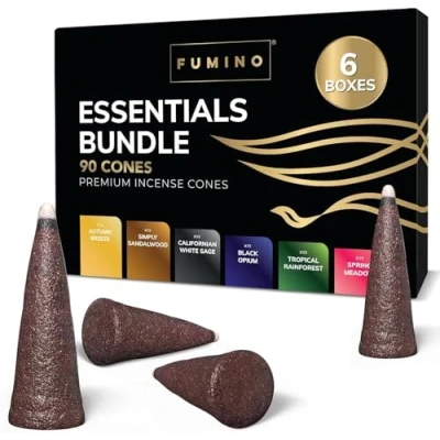 Afbeelding van Fumino Zelfgemaakte natuurlijke wierook set van 6 dozen 120 kegels (90 g) Masala Agarbatti Joss voor ontspanning en meditatie, woondecoratie wierookvat