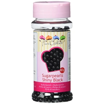 Afbeelding van Funcakes Suikerparels, zwart, glanzend, sprinkles, goede smaak, taartdecoratie, 4 mm, 100 g, (set 1)