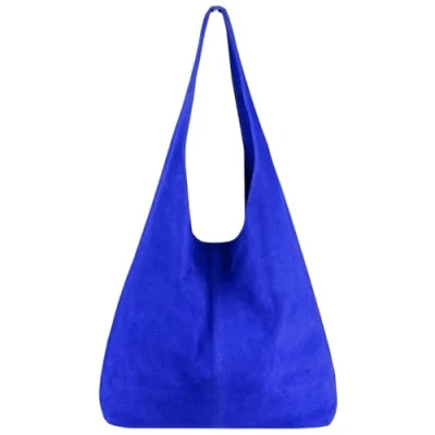 Afbeelding van Modarno Schoudertas van suède met klein tasje, echt leer, voor dames, Blauw
