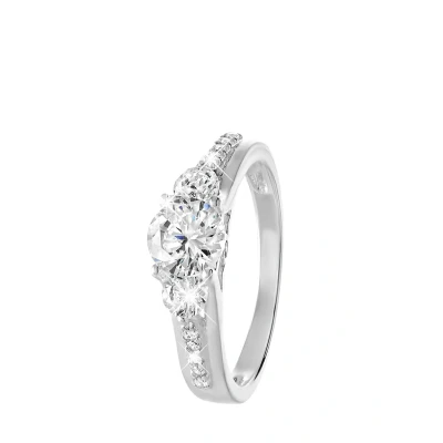 Afbeelding van Lucardi 925 Silver 5 Small AND 3 Large Zirconia Stones Ring silvercoloured, Dames, Maat: 60, coloured
