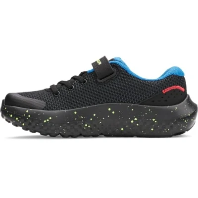 Afbeelding van Under Armour Ua Bps Surge 4 Ac Sneakers voor jongens, Zwart, hoge zichtbaarheid, geel, wit