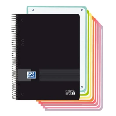 Afbeelding van Oxford, notitieboek, A5, geruit, 5 x 5, kunststof deksel, 160 vellen, 8 gekleurde dozen, microgeperforeerd zwart