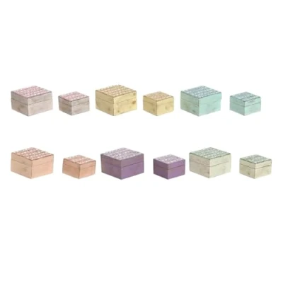 Afbeelding van Doos Juwelenkistje Home ESPRIT Multicolour Mangohout 10 x 6 cm (2 Onderdelen) (6 Stuks)