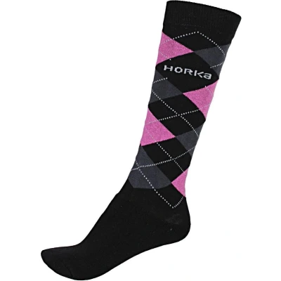 Afbeelding van Horka Sokken Riding Check Black rosa S