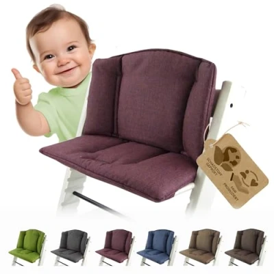 Afbeelding van BAMBINIWELT Vervangende kussenhoes geschikt voor de Stokke Tripp Trapp kinderstoel (bordeaux gemêleerd)