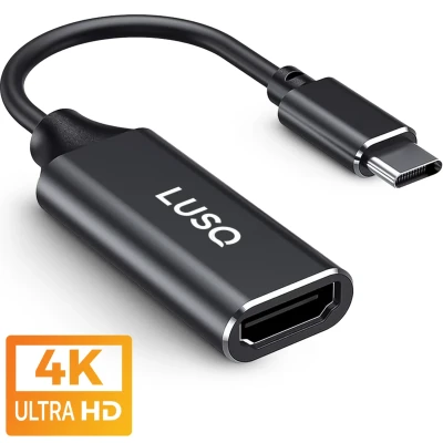 Afbeelding van LUSQ USB C naar HDMI Adapter Ondersteunt 4K @30Hz Converter Type to Thunderbolt 3 Zwart