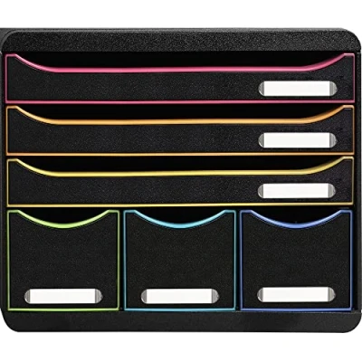 Afbeelding van Exacompta Art. Nr. 306914D STORE BOX 6 laden 3 voor A4+ documenten en dunne hoog buitenafmetingen (B x D H): 27 35,5 27,1 cm zwart/arlequin/zwart