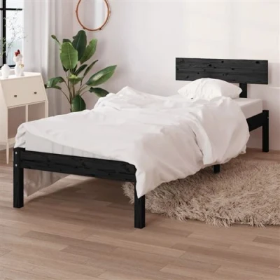 Afbeelding van Bedframe massief grenenhout zwart 90x190 cm UK Single