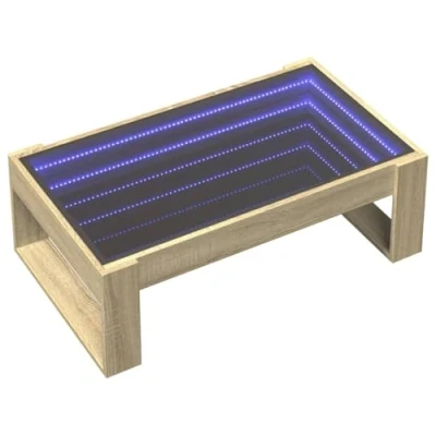Image de vidaXL Table basse avec LED infini chêne sonoma 90x53x30 cm847639