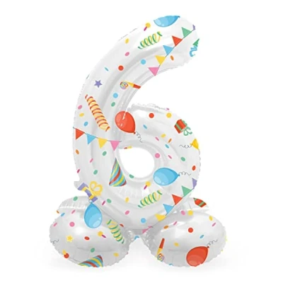 Afbeelding van Folat Staande folieballon Cijfer 6 Joyful Party 41 cm
