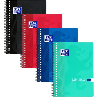 Afbeelding van Collegeblok Oxford School A4 23 gaats ruit 10mm 80vel assorti