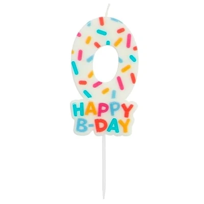 Afbeelding van Folat Kaars cozy sprinkles cijfer 0 7 cm