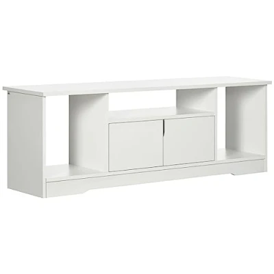 Afbeelding van HOMCOM TV bank, modern design, 3 nissen, dubbele deurkast, afmetingen: 120 x 30 41 cm, spaanplaat, wit
