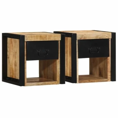Afbeelding van vidaXL Nachtkastjes 2 st 40x35x40 cm massief ruw hout mango