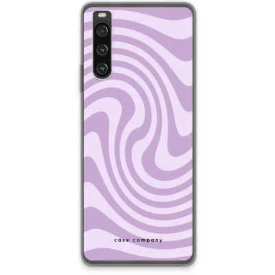 Afbeelding van Case Company® hoesje geschikt voor Sony Xperia 10 IV Swirl Paars Soft Cover Telefoonhoesje Bescherming aan alle Kanten en Schermrand