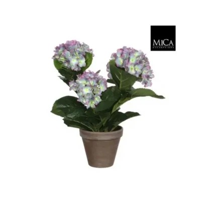 Afbeelding van Hortensia Kunstplant in Bloempot Stan H40 x Ø35 cm Paars