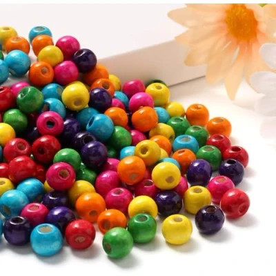 Afbeelding van HERZWILD houten kralen om te rijgen, ca. 600 stuks kleurrijke 10 mm, voor het maken van doe zelf sieraden (10 mm)