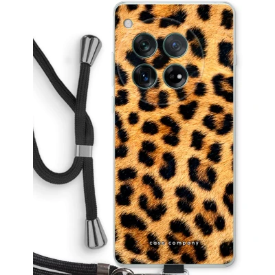Afbeelding van Case Company® hoesje met Koord geschikt voor OnePlus 12r Luipaard Telefoonhoesje Zwart Bescherming aan alle Kanten en Over de Schermrand