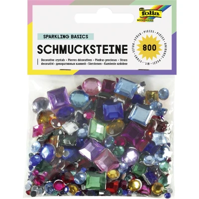 Afbeelding van Glitter steentjes Folia 800 stuks diverse kleuren en afmetingen