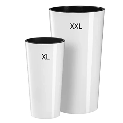 Afbeelding van MELTOM Bloempot, rond, glanzend, dun, met uitneembaar inzetstuk SET2: XL + XXL wit
