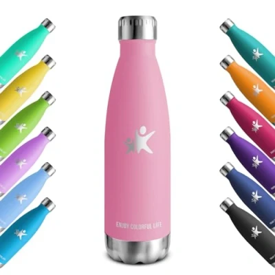 Afbeelding van KollyKolla Isotherme drinkfles, 500 ml, roestvrij staal, BPA vrij, herbruikbaar, lekvrij, dubbelwandige isolatie, voor kinderen, volwassenen, sport, school, kantoor