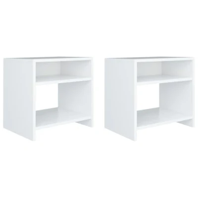 Image de vidaXL Tables de chevet 2 pcs Blanc 40x30x40 cm Bois d&#039;ingénierie