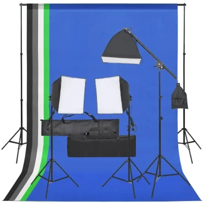 Afbeelding van VD Fotostudioset met verlichtingsset en achtergrond