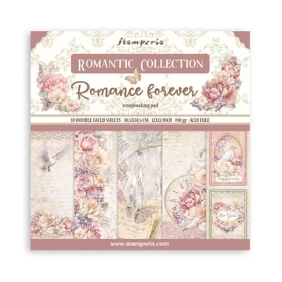 Afbeelding van Stamperia International KFT Scrapbooking blok 10 vellen 30,5 x (12 12) Romance Forever, meerkleurig, cm
