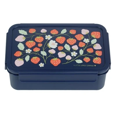 Afbeelding van A little lovely company broodtrommel met vakjesblad aardbeien