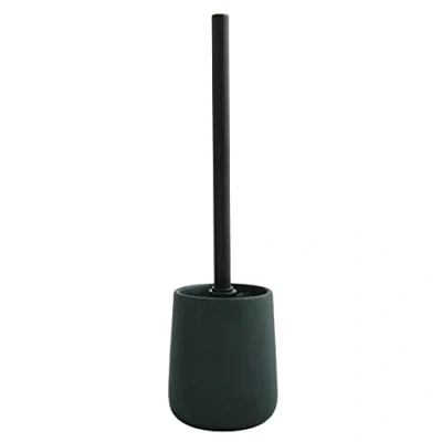 Afbeelding van MSV Toiletborstel in houder/wc borstel Malmo keramiek en rvs donkergroen/zwart 39 x 10 cm