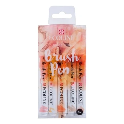 Afbeelding van Brushpen Talens Ecoline set beigeroze blister à 5 stuks ass