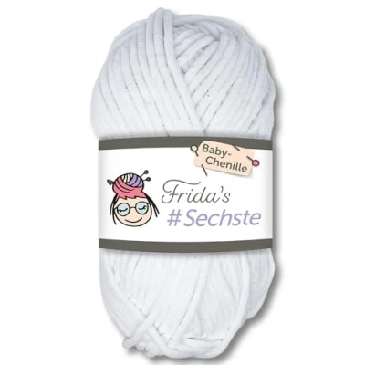 Afbeelding van Frida&#039;s Wollhaus Amigurumi wol, zesde chenille garen, babywol, voor breien en haken, fluweelachtig, 30 kleuren (741, wit)
