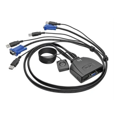 Image de Eaton Tripp Lite series 2 Port USB/VGA Cable KVM Switch with Cables and USB Peripheral Sharing Commutateur écran clavier souris/USB x / 1 utilisateur local de bureau