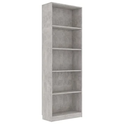 Image de vidaXL Bibliothèque à 5 niveaux Gris béton 60x24x175cm Bois ingénierie800886