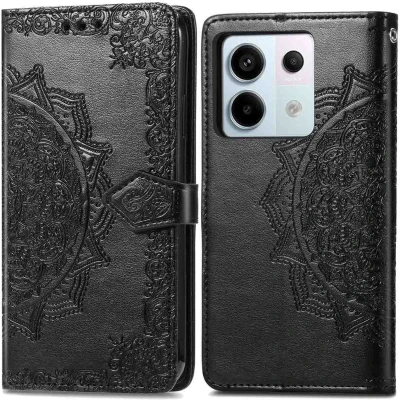 Afbeelding van iMoshion Hoesje Geschikt voor Xiaomi Redmi Note 13 Pro (5G) / Poco X6 Met Pasjeshouder Mandala Bookcase Zwart